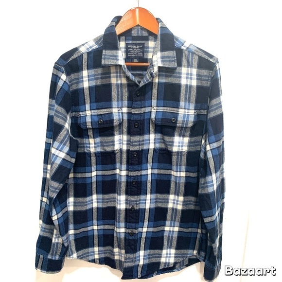 American Eagle Outfitters Other - American Eagle Outfitters Men Blue Plaid Fannnel Shirt Sz. M